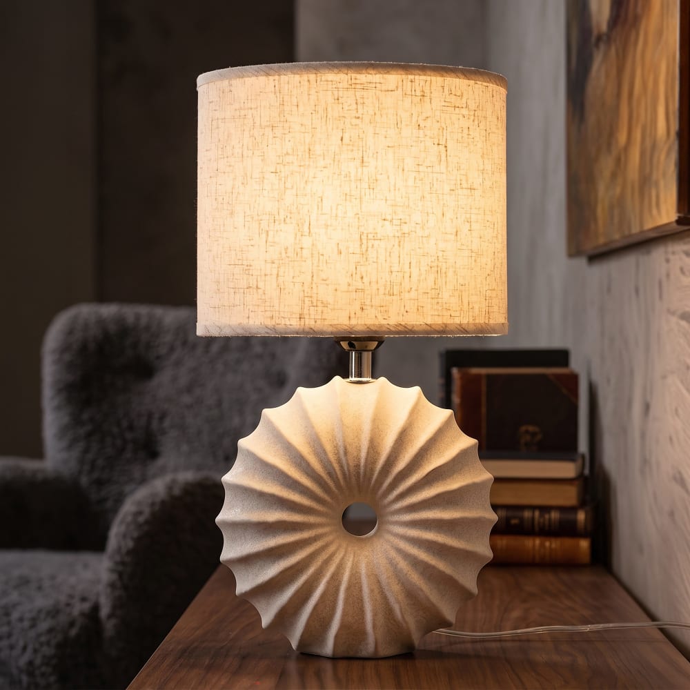 Mauro Ferretti Anemone Tischleuchte 22x16x40 cm Beige Keramik