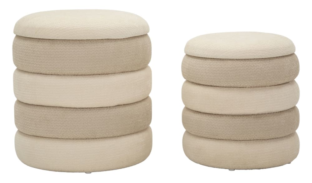 Ensemble de 2 poufs de style nordique ø 44x47-35x39 cm