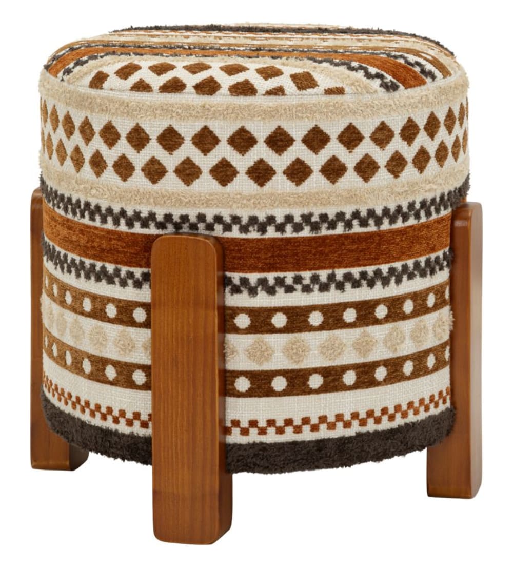 Pouf ethnique multicolore ø 42x40 cm