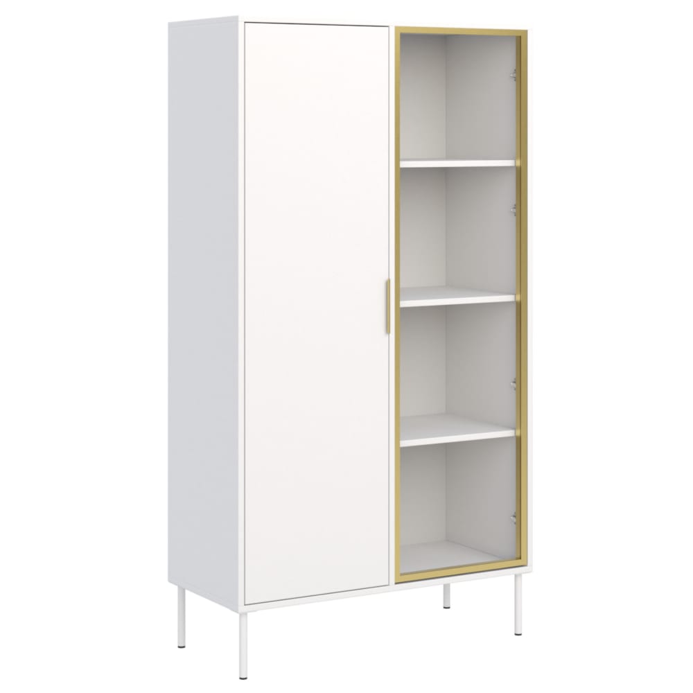 Selsey Vitrine zweitürig mit Glasfront, 90 cm, Weiß style modern Weiß Spanplatte