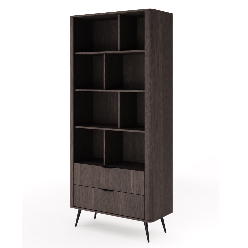 Selsey Standregal mit 2 Schubladen, Dunin-Eiche, 88 cm Braun Spanplatte