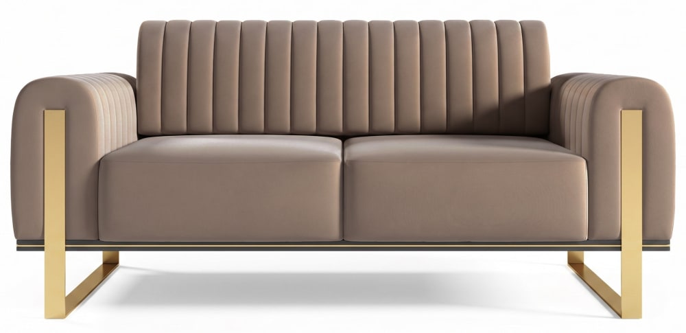 Selsey Sofa, 164 cm, Samt Beige goldene Füße style classic chic Beige Holz