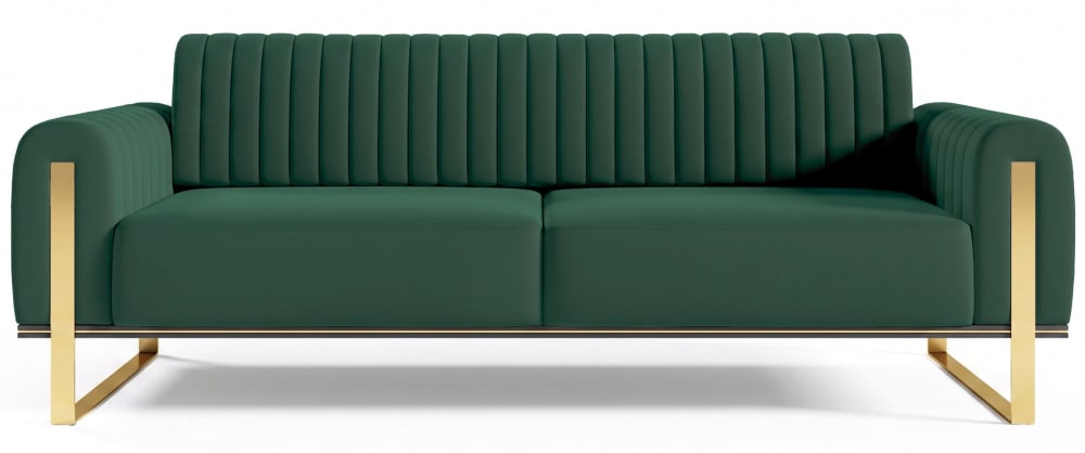 Selsey Sofa, 228 cm, Samt Grün goldene Füße style classic chic Grün Holz