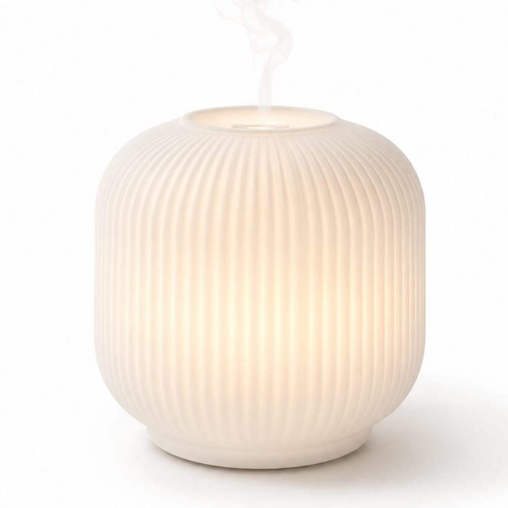 Diffuseur d'huiles essentielles en verre mat blanc, led multicolore