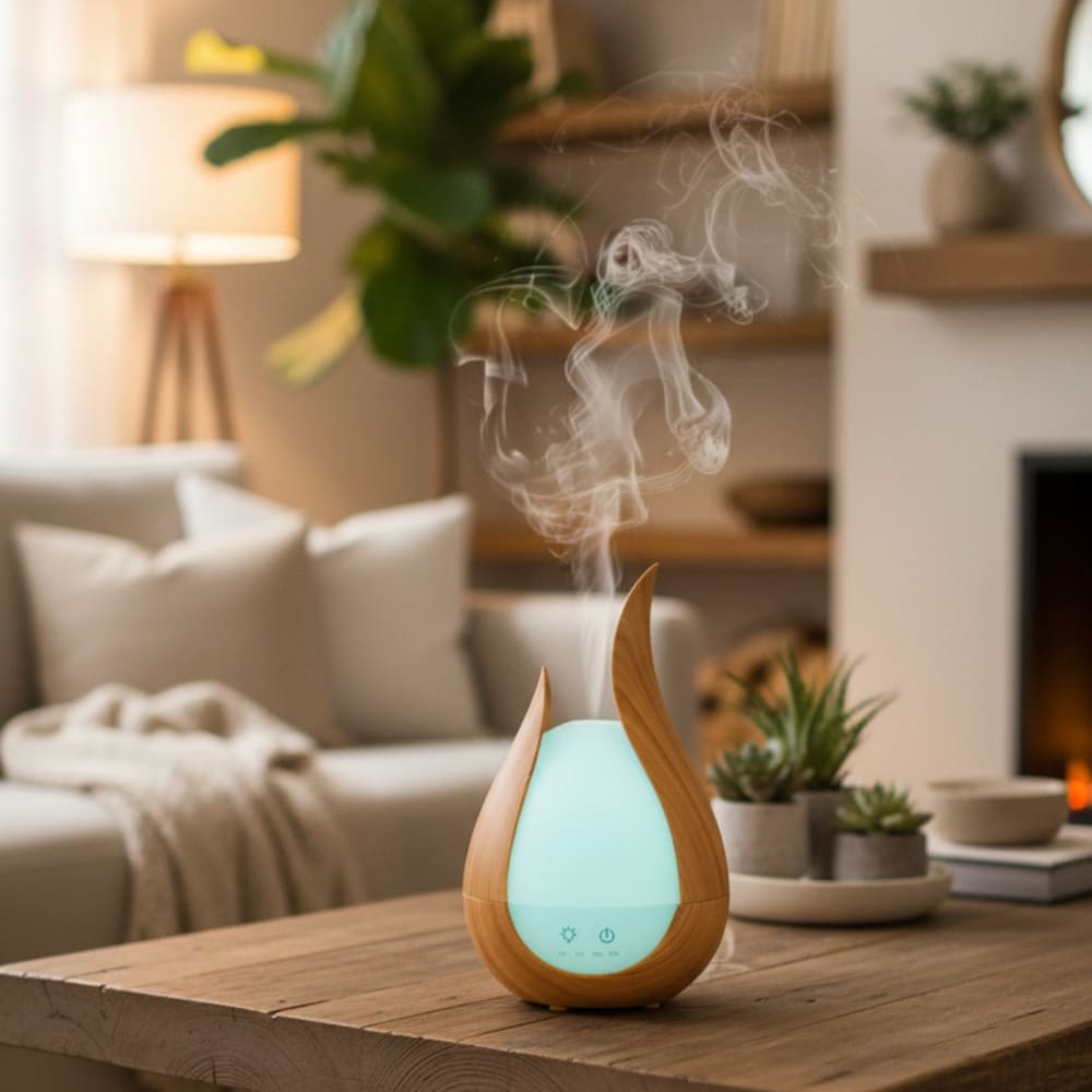 Aroma Diffuser in Holzoptik mit regelbarem LED-Farbwechsel -