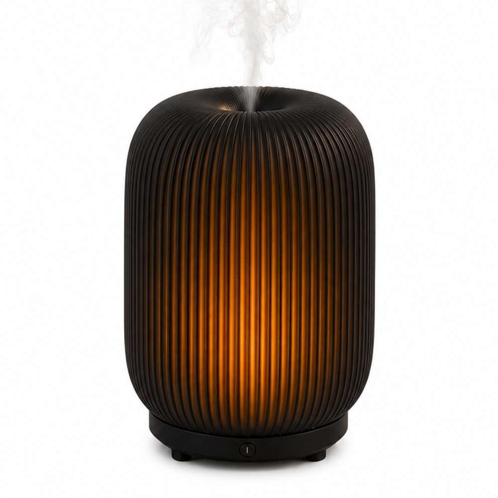 Diffuseur d'huiles essentielles en verre fumé noir, éclairage led