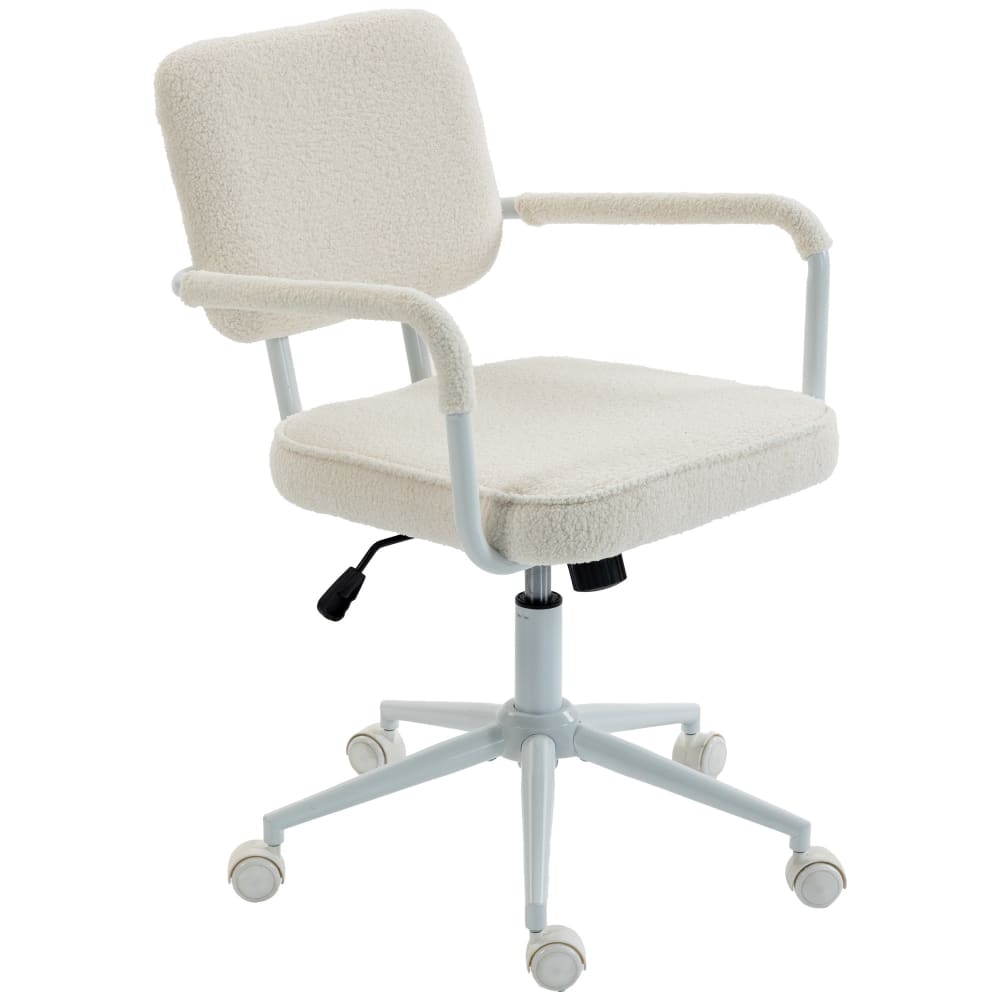 Chaise de bureau ergonomique hauteur réglable tissu bouclette crème