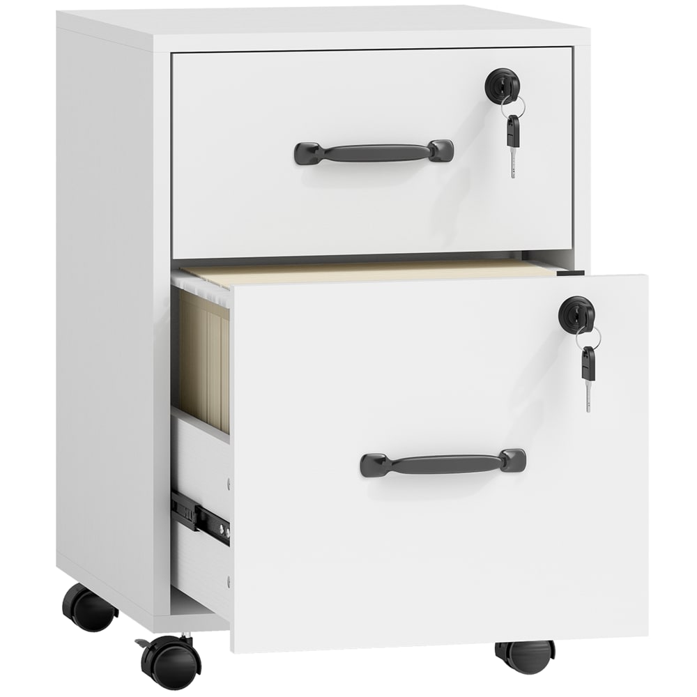Caisson bureau mobile avec 2 tiroirs bois blanc