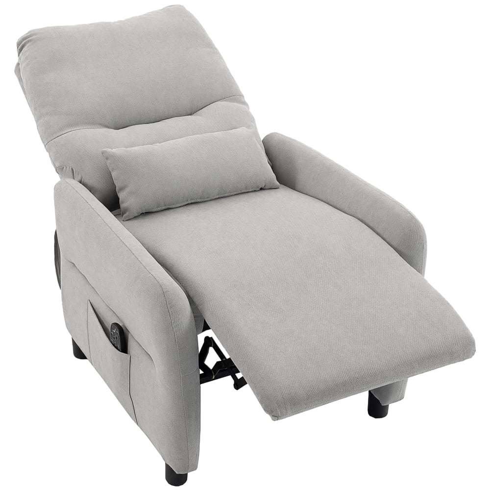Fauteuil inclinable de massage et chauffage tissu éponge bouclé gris Fauteuil inclinable de massage et chauffage tissu éponge bouclé gris