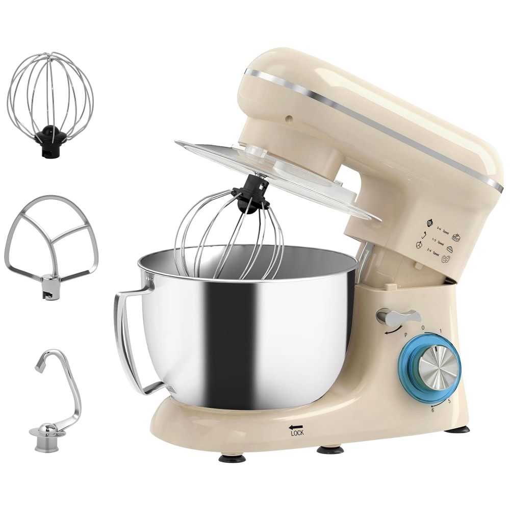 Robot pâtissier 4,5l 1300w 6+p vitesses bol d'acier inoxydable beige