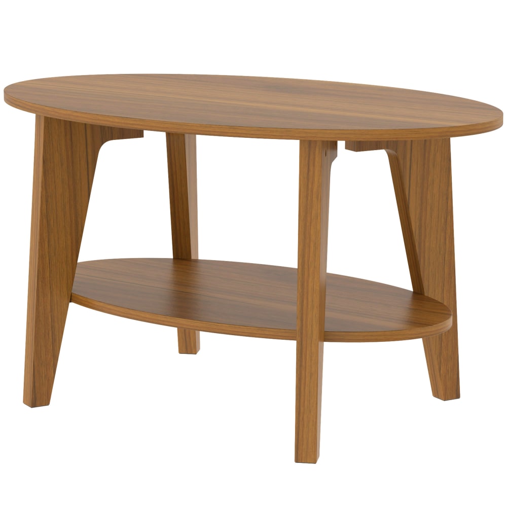 Table basse 2 niveaux étagère inférieure ouverte bois chêne