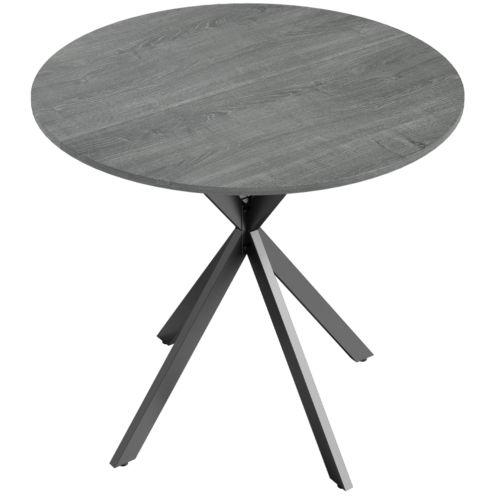 Table à manger ronde pour 2 personnes piètement croisé acier gris