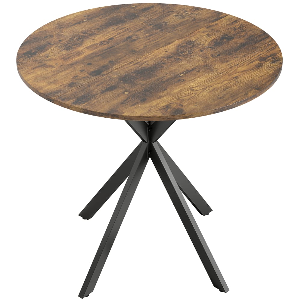 Table à manger ronde pour 2 personnes piètement croisé acier marron