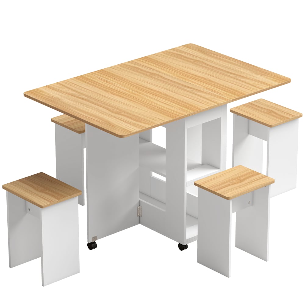 Ensemble table salle à manger avec 4 chaises roulettes bois chêne Ensemble table salle à manger avec 4 chaises roulettes bois chêne