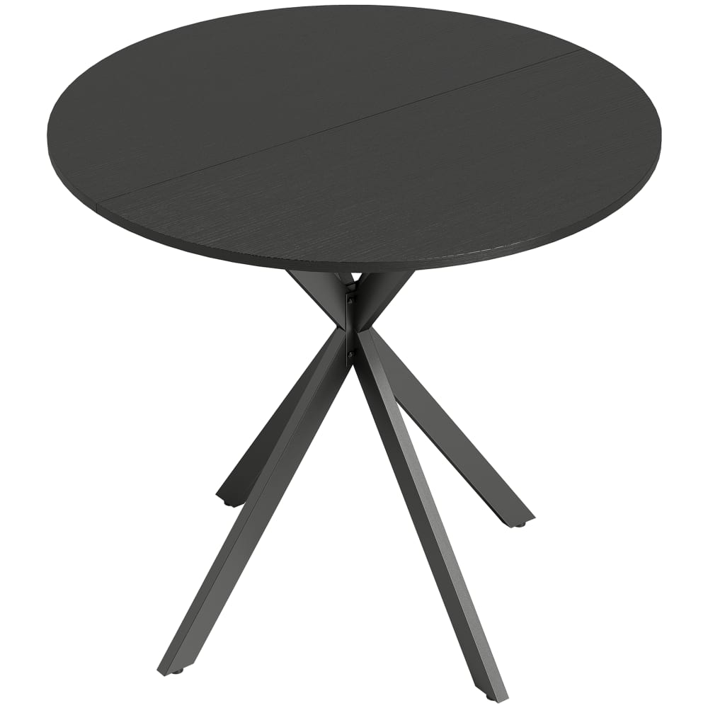 Table à manger ronde pour 2 personnes piètement croisé acier noir