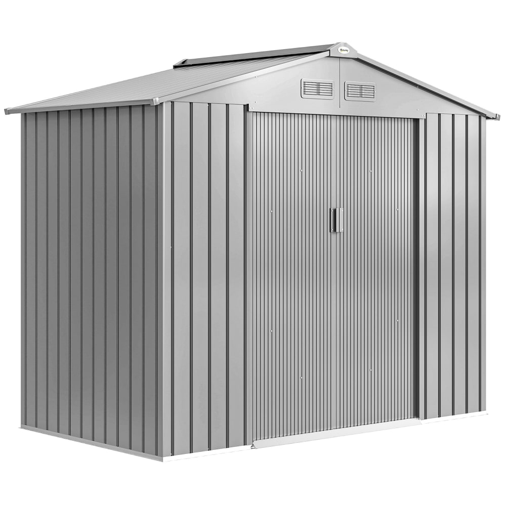 Abri de jardin porte verrouillable kit de fondation acier gris