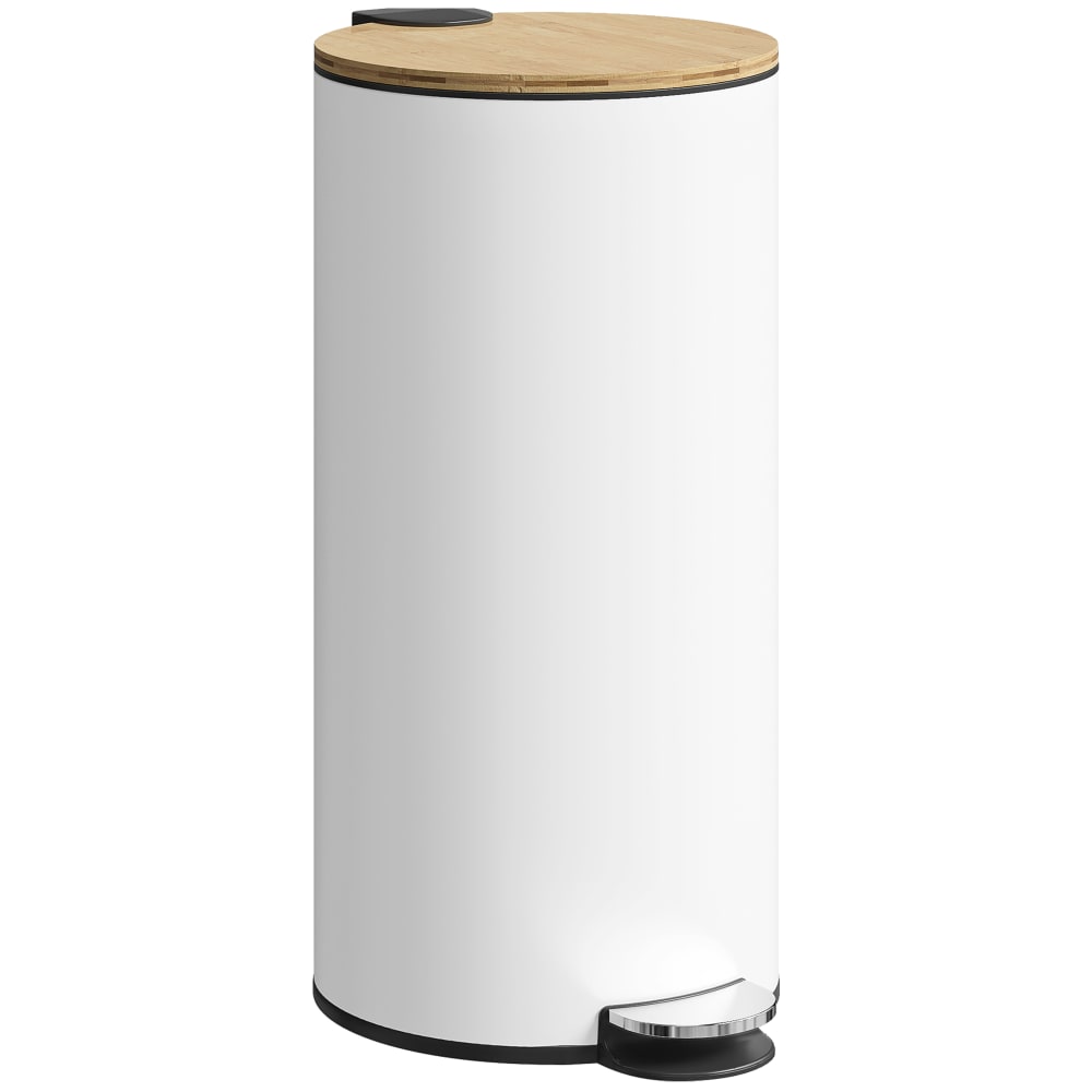Poubelle de cuisine 30l couvercle à fermeture douce métal blanc