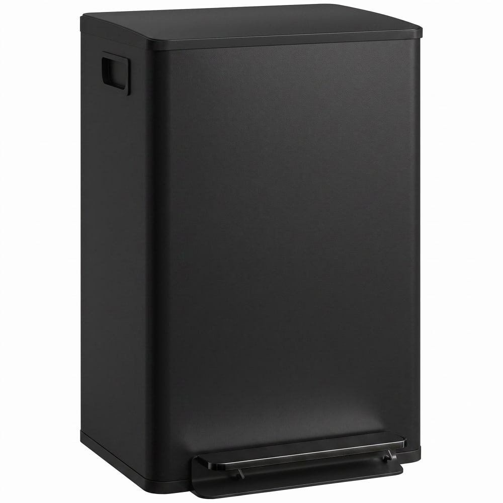 Poubelle de cuisine 50l à pédale en acier inoxydable noir
