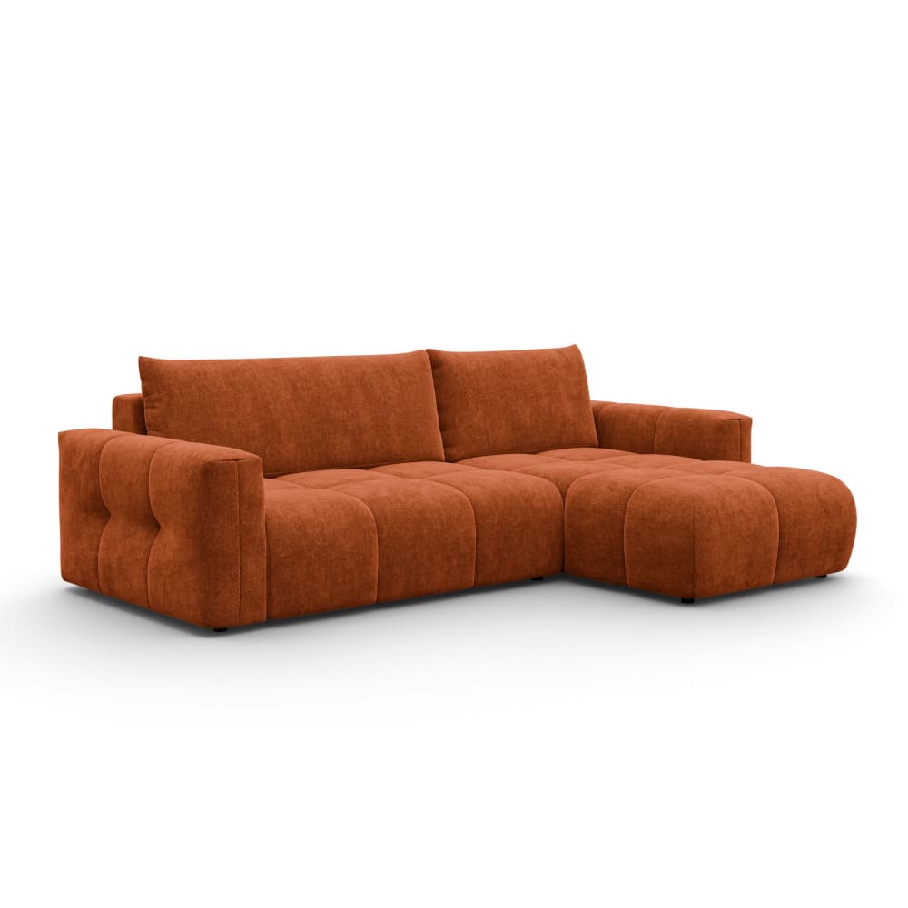 Canapé d'angle 4 places droit, tissu orange Canapé d'angle 4 places droit, tissu orange
