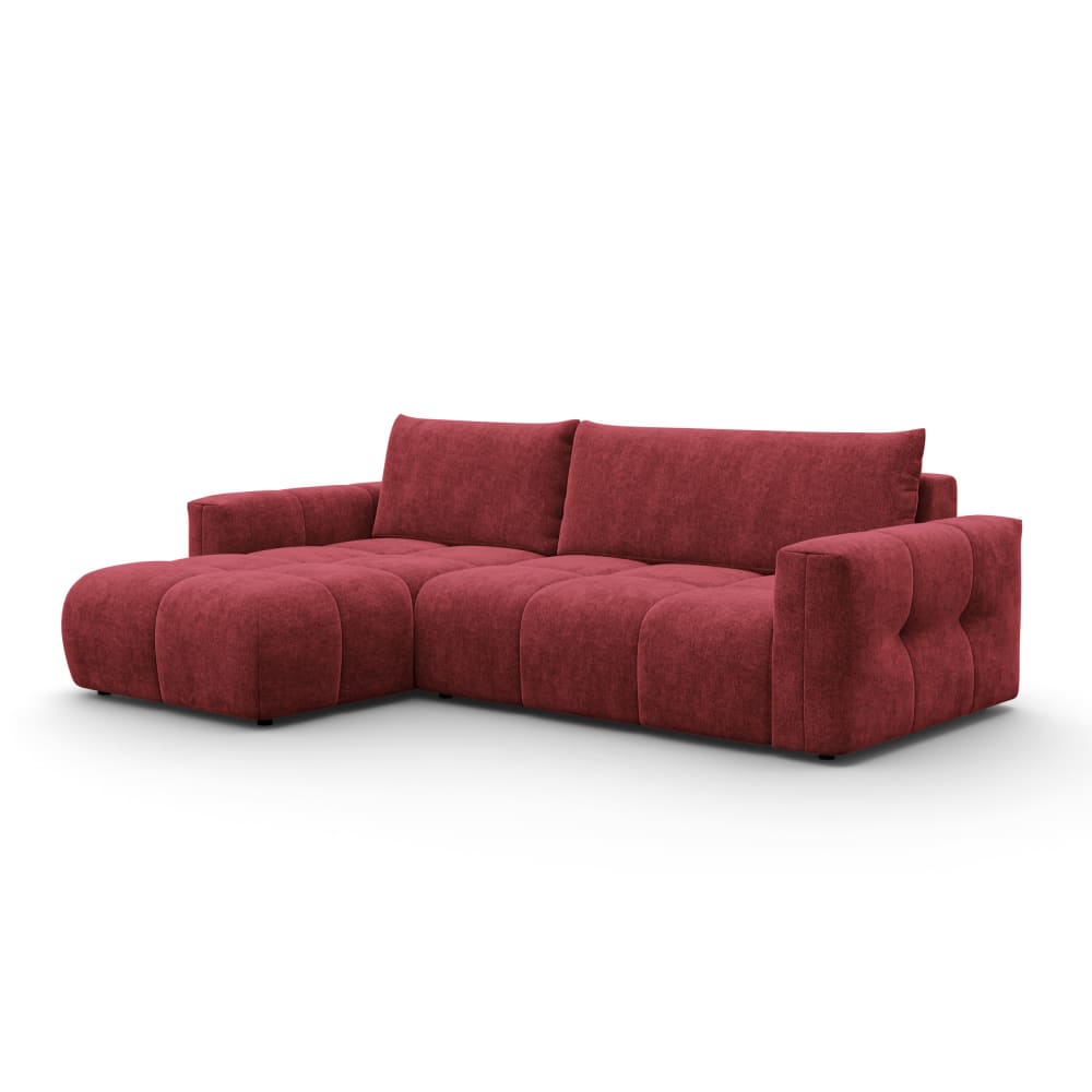 Canapé d'angle 4 places gauche, tissu bordeaux Canapé d'angle 4 places gauche, tissu bordeaux