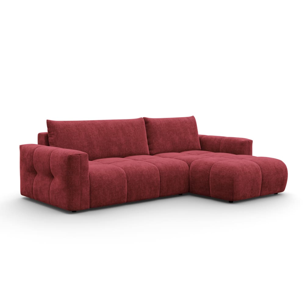 Canapé d'angle 4 places droit, tissu bordeaux Canapé d'angle 4 places droit, tissu bordeaux