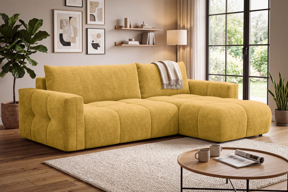 Ecksofa 4-Sitzer rechts, Gelb - Maisons Du Monde