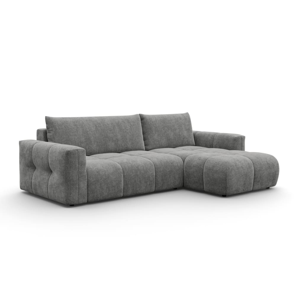 Canapé d'angle 4 places droit, tissu gris Canapé d'angle 4 places droit, tissu gris