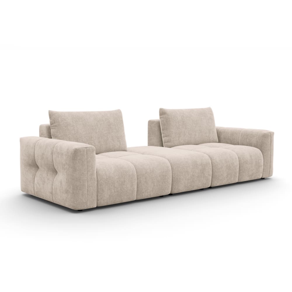 Canapé 4 places avec pouf, tissu beige Canapé 4 places avec pouf, tissu beige