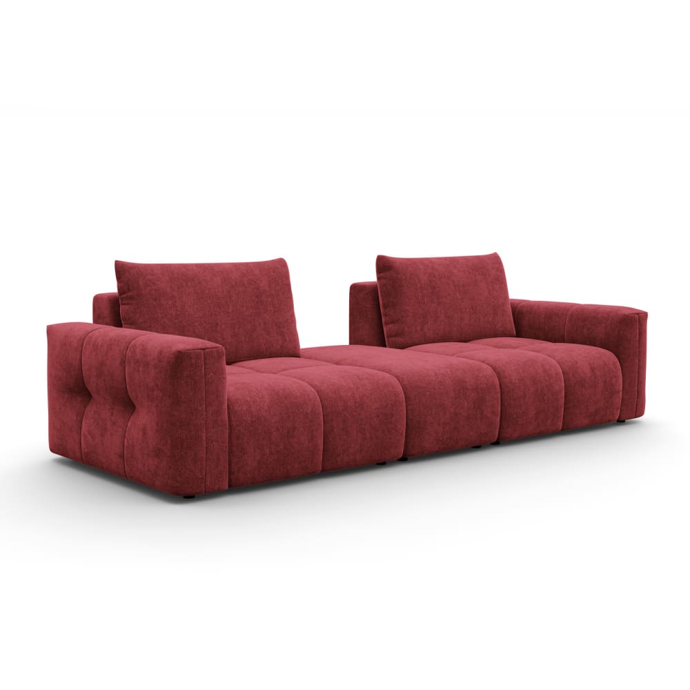 Canapé 4 places avec pouf, tissu bordeaux Canapé 4 places avec pouf, tissu bordeaux
