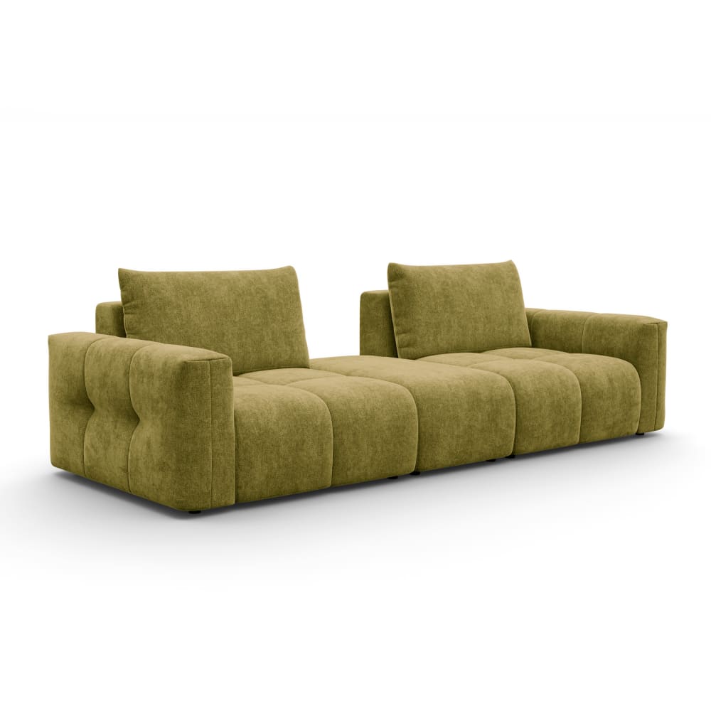 Canapé 4 places avec pouf, tissu khaki Canapé 4 places avec pouf, tissu khaki