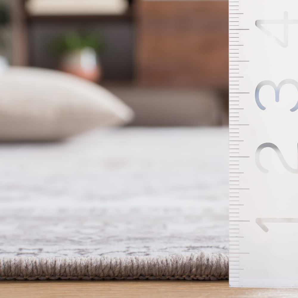 Tapis traditionnel en polyester beige/gris, 91 x 91 cm — vue 4