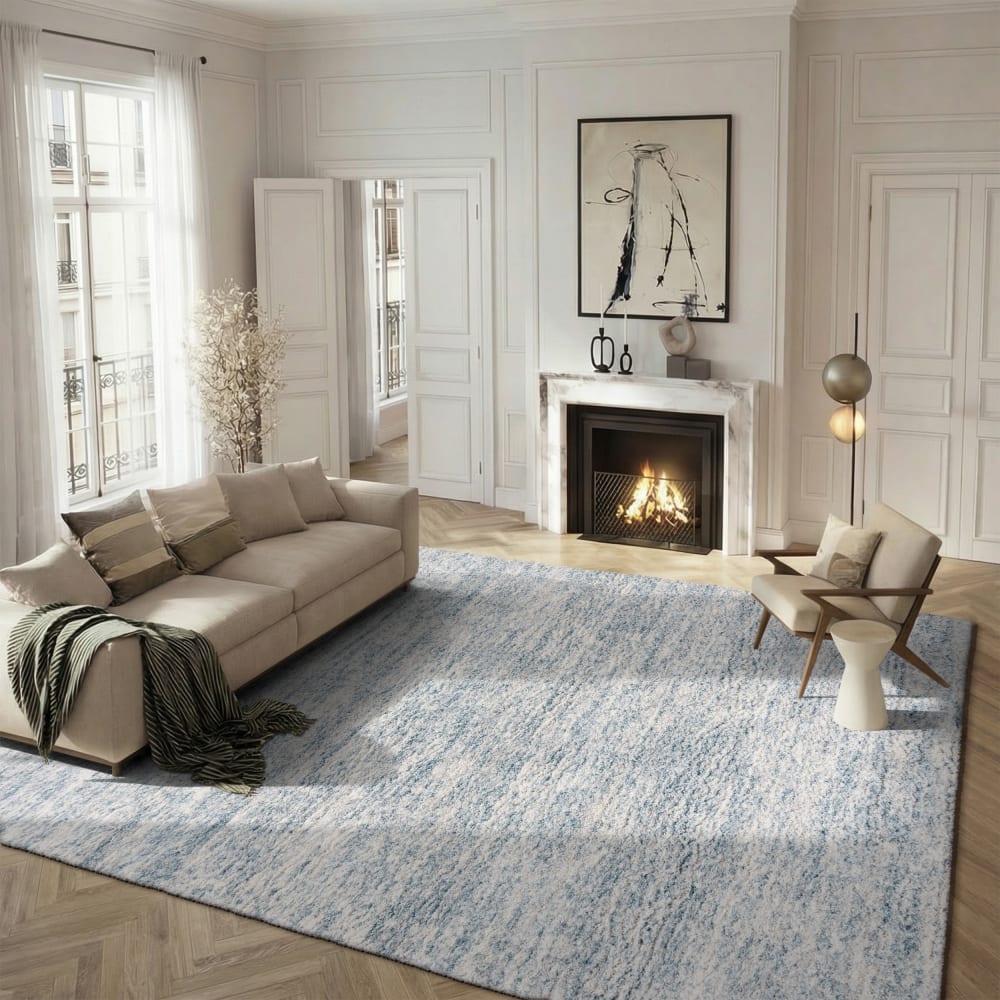 Tapis en polyester blanc/bleu, 244 x 305 cm — vue 3