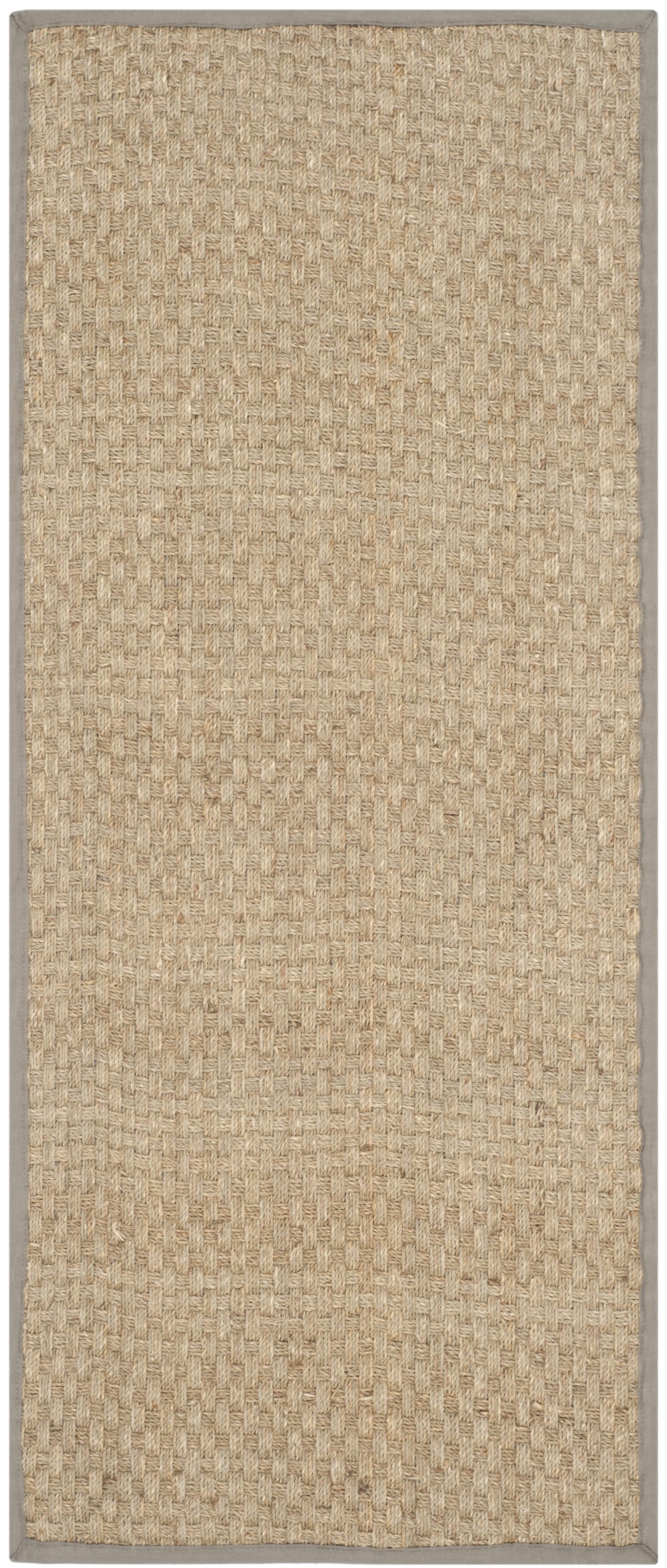Tapis fibre naturelle en herbiers marins beige/gris, 76 x 305 cm