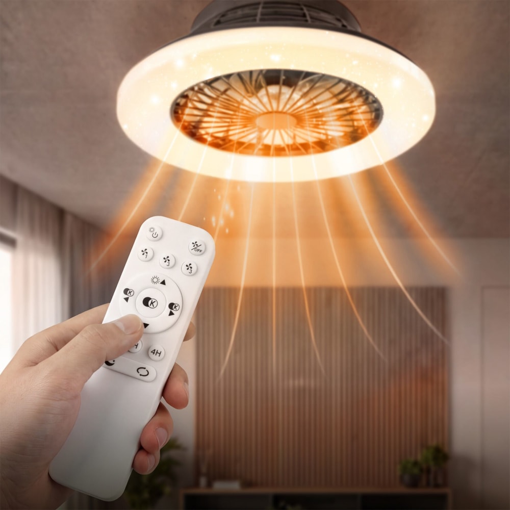 Plafonnier avec ventilateur, ø 50 cm, 3 000-6 500 k, 3 vitesses, noir — vue 3