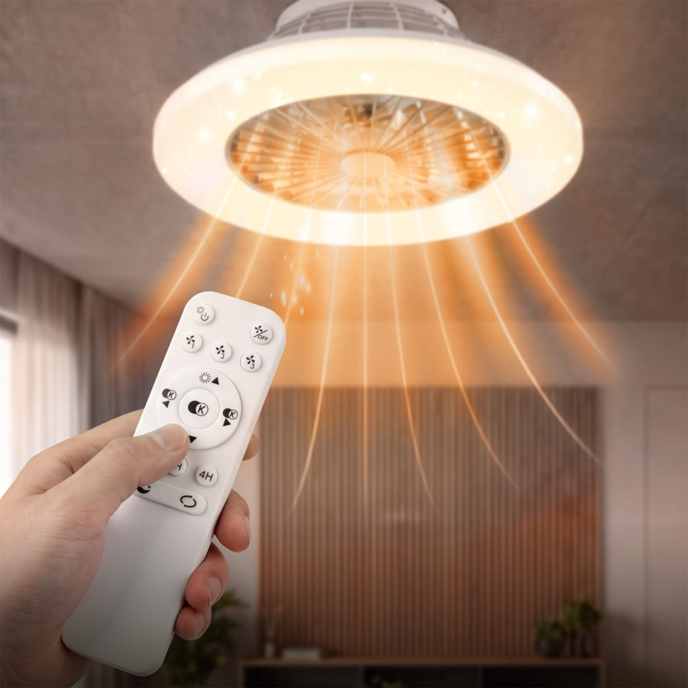 Plafonnier avec ventilateur, ø 50 cm, 3000-6500 k, 3 vitesses, blanc — vue 3