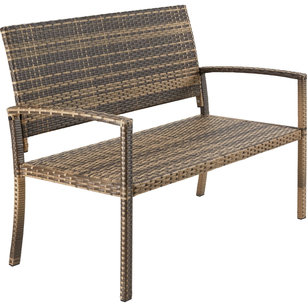 Banc de jardin, polyrotin, banc à deux places, marron naturel