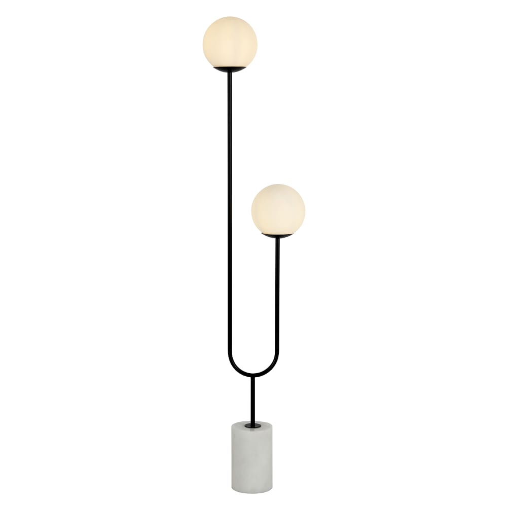 Lampe sur pied en fer/verre/marbre, noir