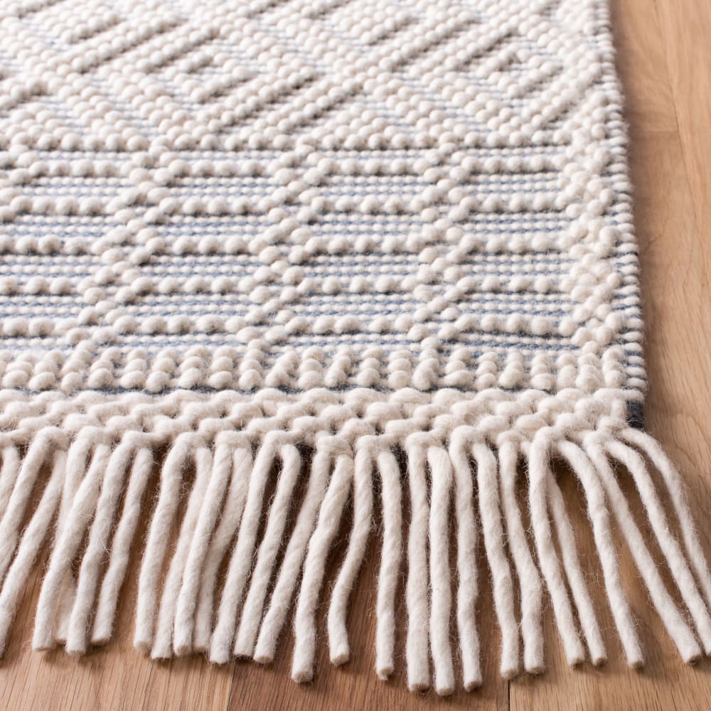 Tapis bohémien en laine blanc/gris, 69 x 183 cm — vue 4