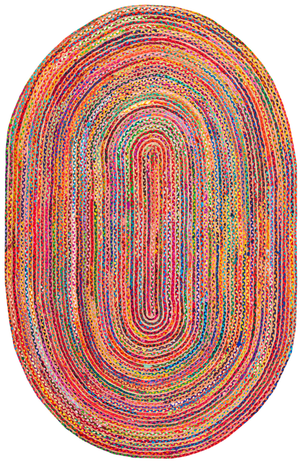 Tapis côtier en jute rouge/multicolore, 91 x 152 cm