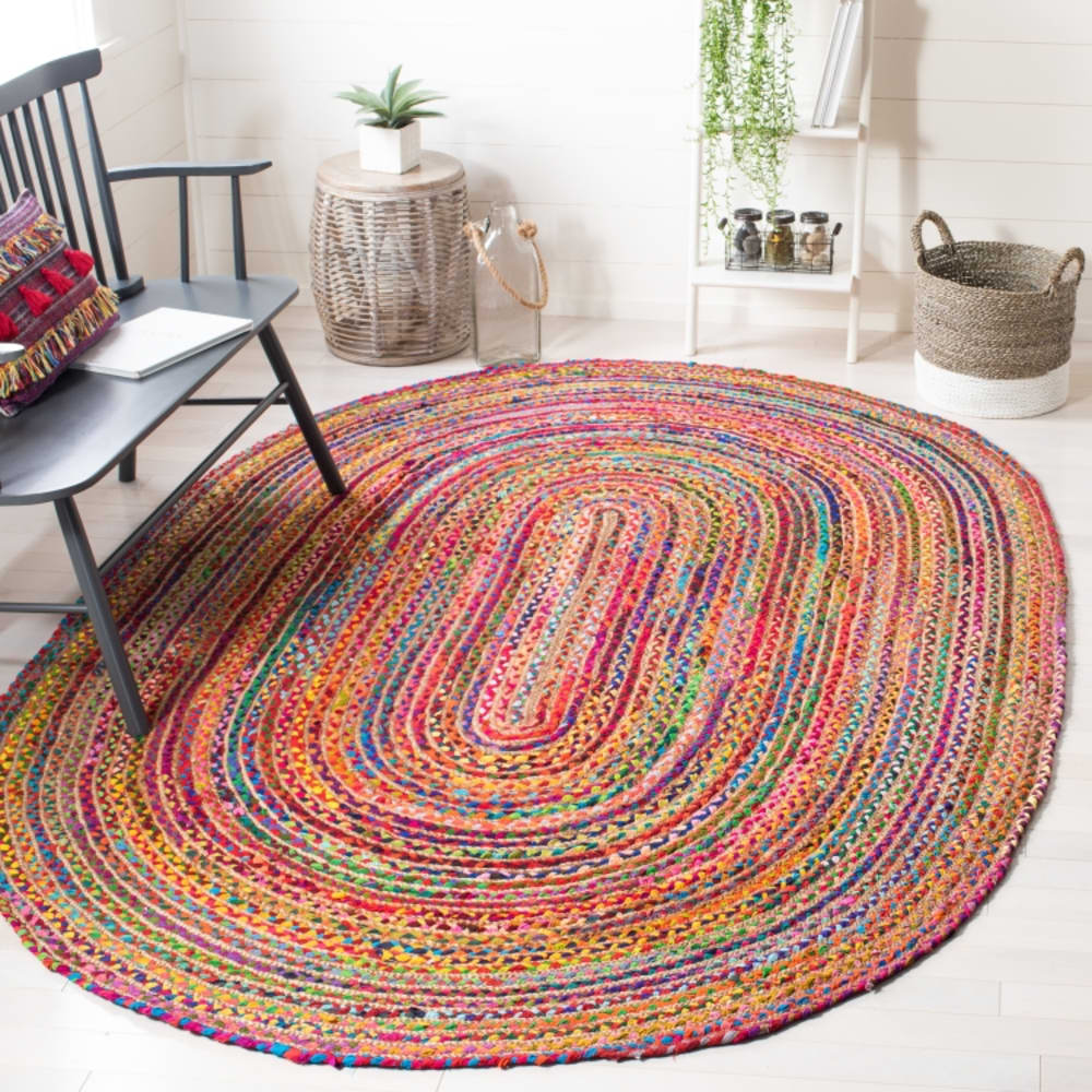 Tapis côtier en jute rouge/multicolore, 91 x 152 cm — vue 3