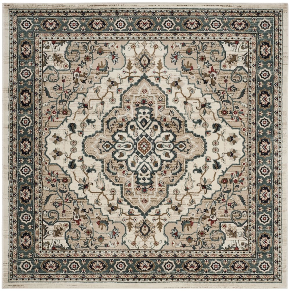 Tapis traditionnel en polypropylène beige, 99 x 99 cm