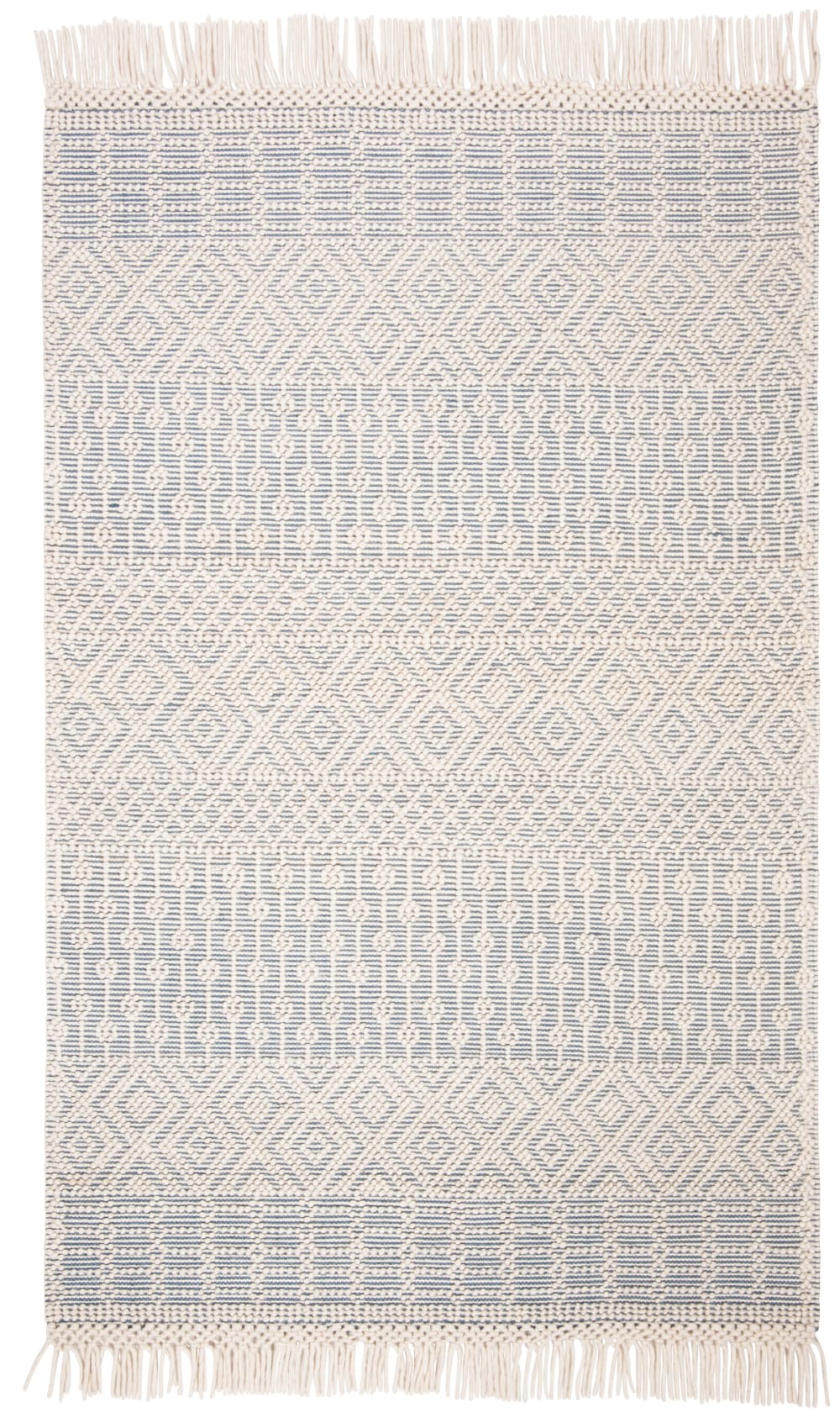 Tapis bohémien en laine blanc/gris, 61 x 91 cm