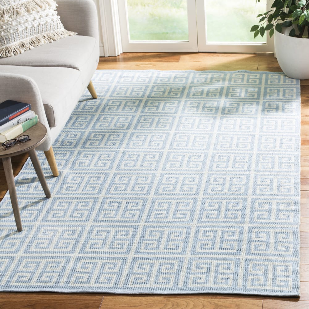 Tapis moderne en coton bleu/blanc, 91 x 152 cm — vue 3