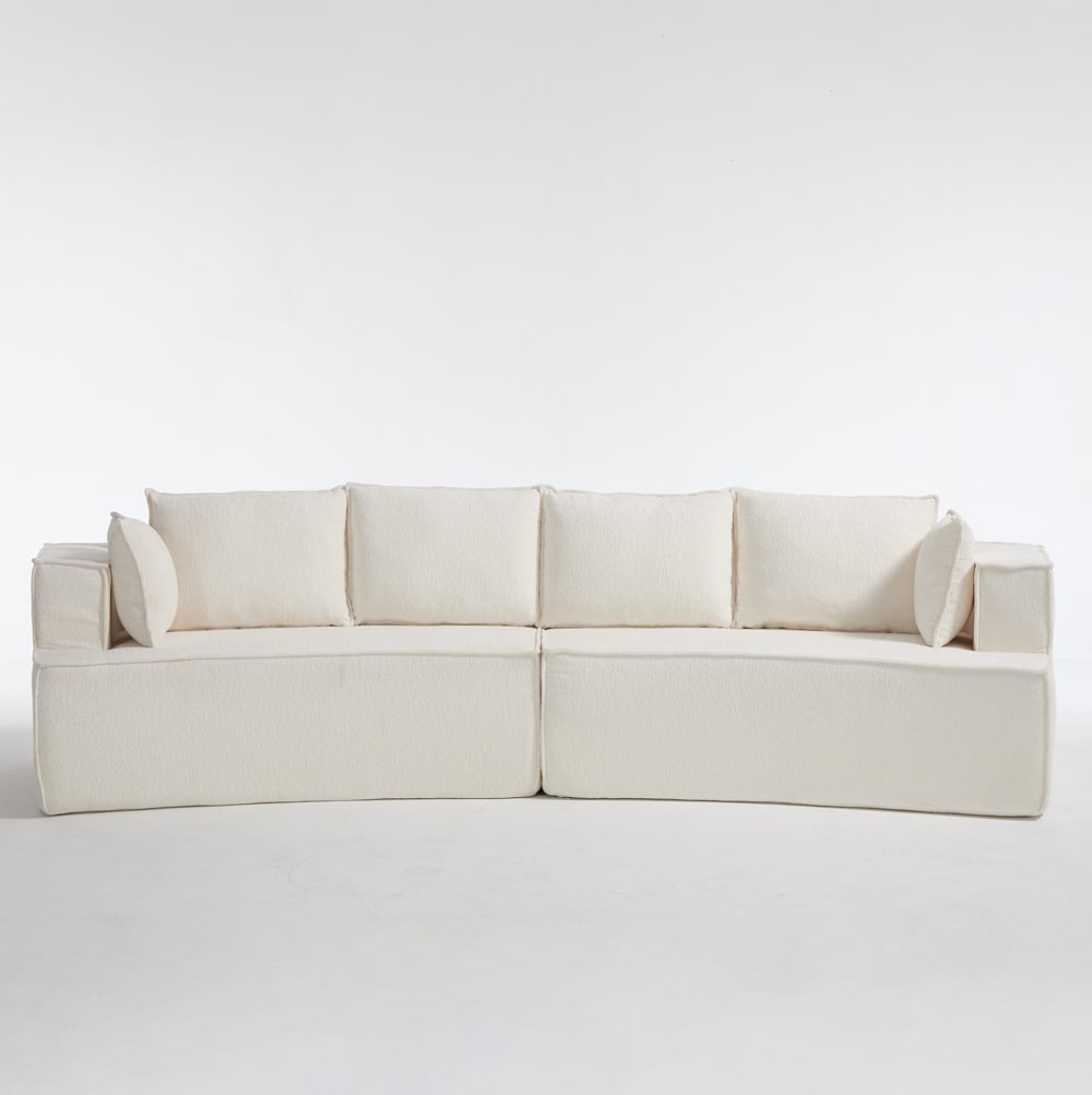 Modulares Sofa aus Samt Weiß mit tiefer Sitzfläche - Maisons Du