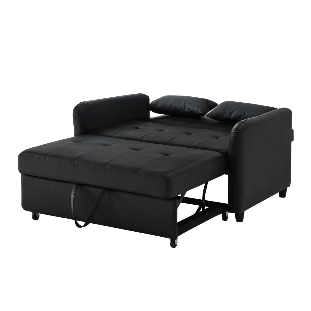Canapé convertible en polyuréthane noir antique