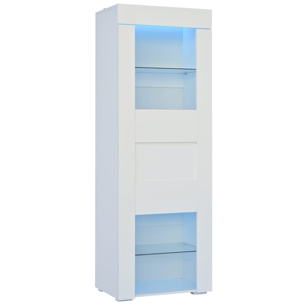 Hauss Spole Vitrine weiß aus Holzwerkstoff mit LED - Spanplatte
