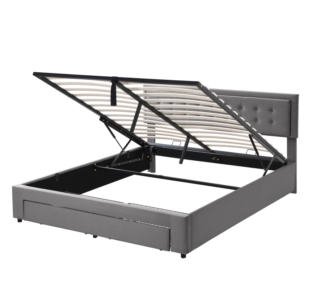 Hauss Spole Bett mit Stauraum aus Samt grau 160 x 200 cm style modern - Pes - Polyester