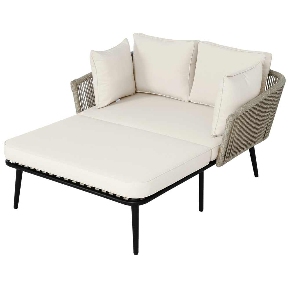 Bain de soleil en acier galvanisé et polyester kaki