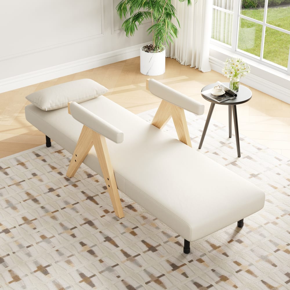 Fauteuil convertible en tissu aspect lin beige