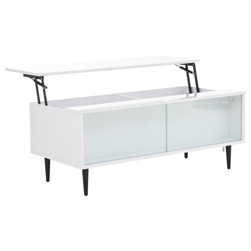 Table basse relevable en panneau de particules blanc avec led